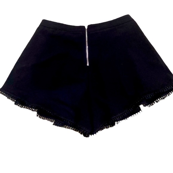 English factory high waisted black pleated front short fringe trim size small - Picture 2 of 7